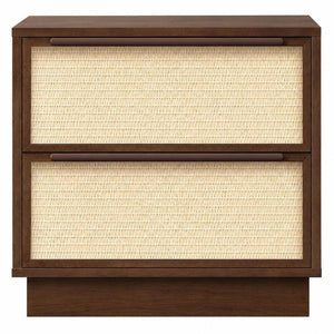 22 Inch Nightstand with Woven Texture Front Two Drawers for Bedroom Storage Furniture
