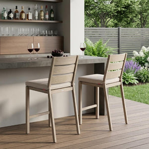 Set of Two Aluminum Outdoor Counter Barstools for Patio Dining and Entertaining