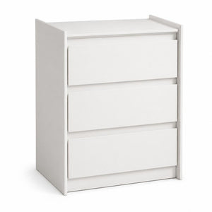 24 Inch Wood Three Drawer Nightstand with Built in Usb Charging Port for Bedroom Storage