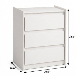 24 Inch Wood Three Drawer Nightstand with Built in Usb Charging Port for Bedroom Storage