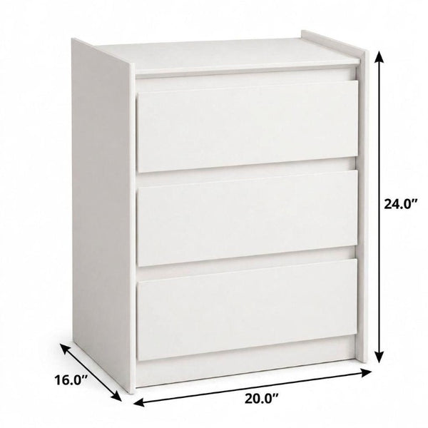 24 Inch Wood Three Drawer Nightstand with Built in Usb Charging Port for Bedroom Storage