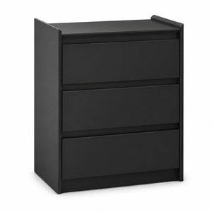 HomeRoots 24 Inch Wood Three Drawer Nightstand with Built in Usb Charging Port for Bedroom Storage Black 772559