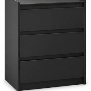 24 Inch Wood Three Drawer Nightstand with Built in Usb Charging Port for Bedroom Storage