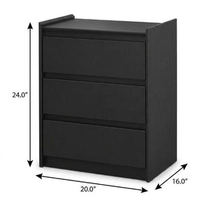 24 Inch Wood Three Drawer Nightstand with Built in Usb Charging Port for Bedroom Storage