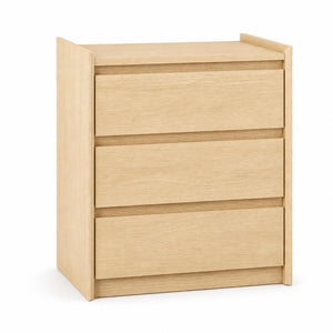 24 Inch Wood Three Drawer Nightstand with Built in Usb Charging Port for Bedroom Storage