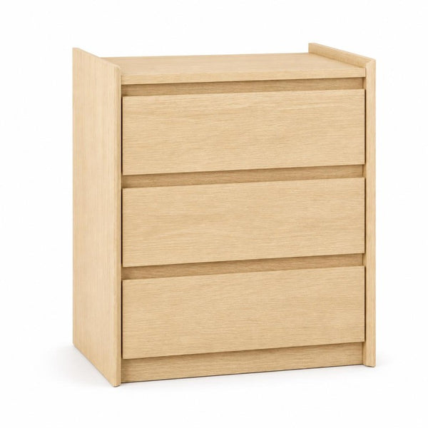 24 Inch Wood Three Drawer Nightstand with Built in Usb Charging Port for Bedroom Storage