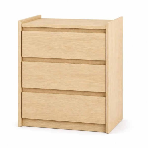 24 Inch Wood Three Drawer Nightstand with Built in Usb Charging Port for Bedroom Storage