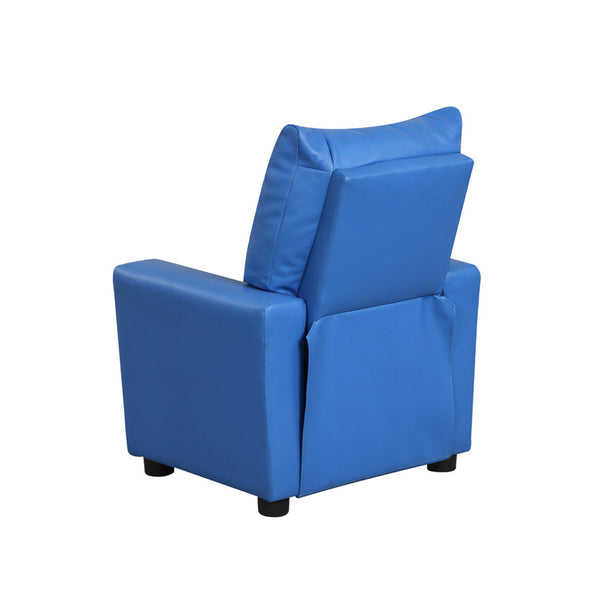 English Elm PVC Kids Recliner Chair with Cupholder and Easy-Clean Fabric, Comfortable Reclining Seat for Room Fun Blue B016P404585