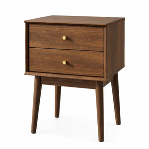 26 Inch Wood Two Drawer Nightstand for Bedroom Storage and Elegant Bedside Style