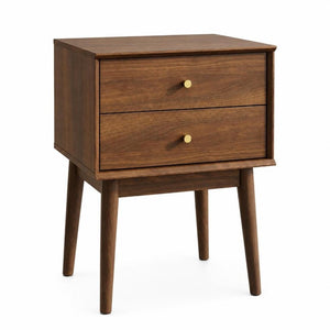 26 Inch Wood Two Drawer Nightstand for Bedroom Storage and Elegant Bedside Style
