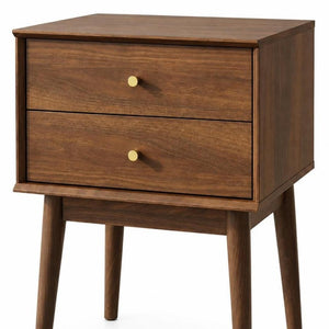 26 Inch Wood Two Drawer Nightstand for Bedroom Storage and Elegant Bedside Style