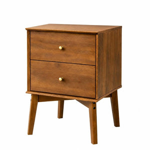 26 Inch Wood Two Drawer Nightstand for Bedroom Storage and Elegant Bedside Style
