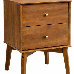 26 Inch Wood Two Drawer Nightstand for Bedroom Storage and Elegant Bedside Style