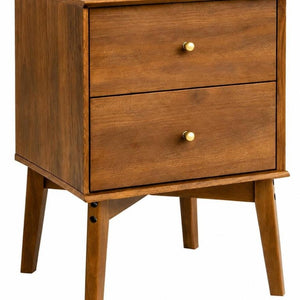 26 Inch Wood Two Drawer Nightstand for Bedroom Storage and Elegant Bedside Style