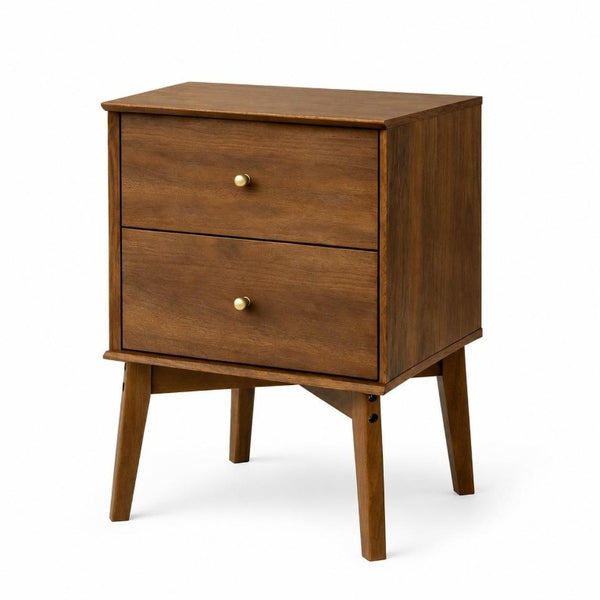 26 Inch Wood Two Drawer Nightstand for Bedroom Storage and Elegant Bedside Style