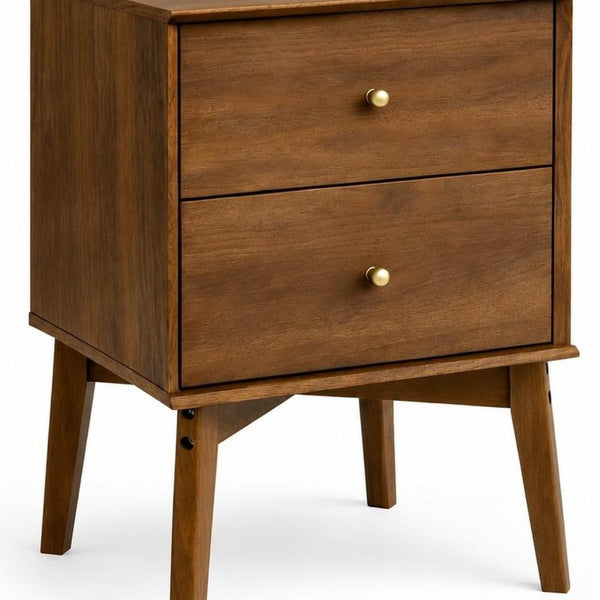 26 Inch Wood Two Drawer Nightstand for Bedroom Storage and Elegant Bedside Style
