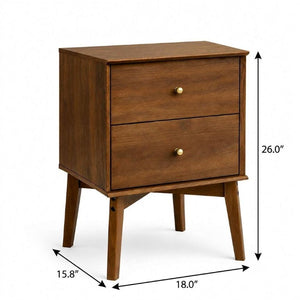 26 Inch Wood Two Drawer Nightstand for Bedroom Storage and Elegant Bedside Style