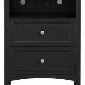 26 Inch Wood Two Drawer Nightstand with Built in Usb Charging Port for Modern Bedrooms