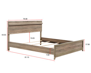 English Elm 1Pc King Size Bed Frame - Modern Rustic Wooden Design, Light Natural Finish For Elegant Bedrooms B2741S00265