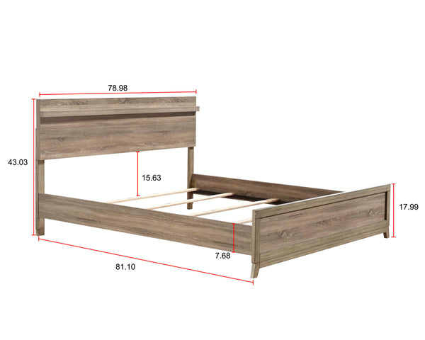English Elm 1Pc King Size Bed Frame - Modern Rustic Wooden Design, Light Natural Finish For Elegant Bedrooms B2741S00265