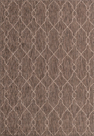 Unique Loom Outdoor Trellis Links Trellis Machine Made Trellis Rug Natural, Brown/Ivory 6' 1" x 8' 10"