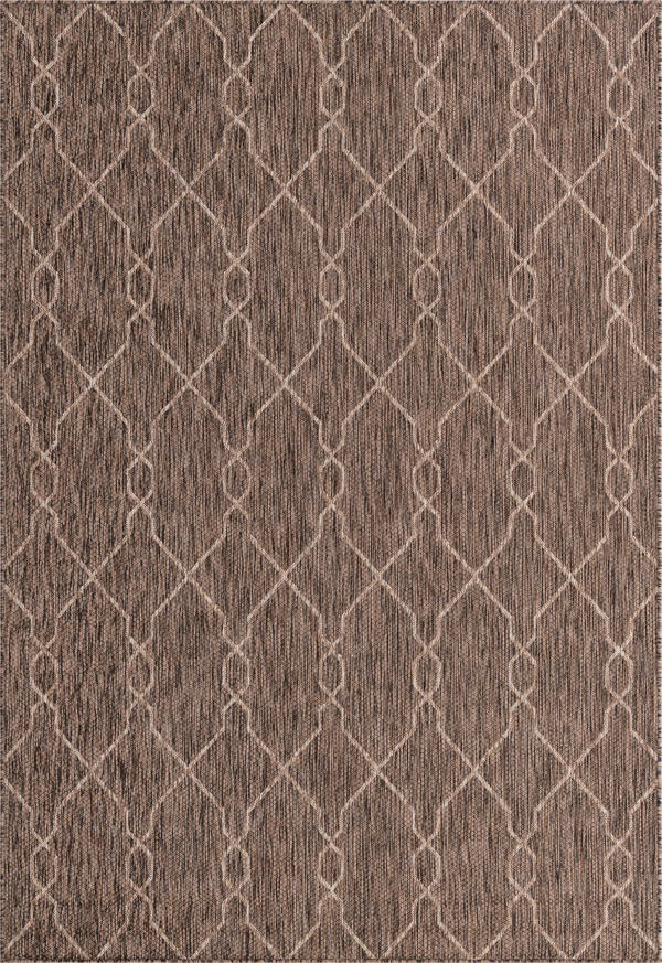 Unique Loom Outdoor Trellis Links Trellis Machine Made Trellis Rug Natural, Brown/Ivory 6' 1" x 8' 10"