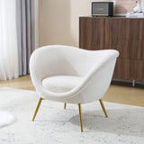 Christopher Knight Home® - Noble House - - Modern Accent Chair For Living Room, Lounge Chair For Bedroom With Gold Metal Legs, Vanity Chair For Makeup Room, Teddy Velvet, Cream White