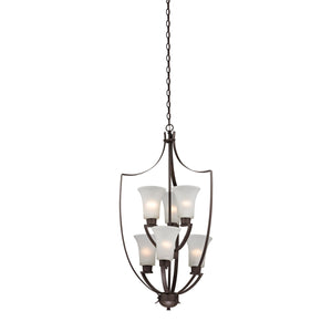 Thomas Lighting Foyer Four-Light Chandelier Oil Rubbed Finish Tulip Shades Entryway Ceiling Fixture Bronze 21'' Wide 6-Light Standard 7726FY/10