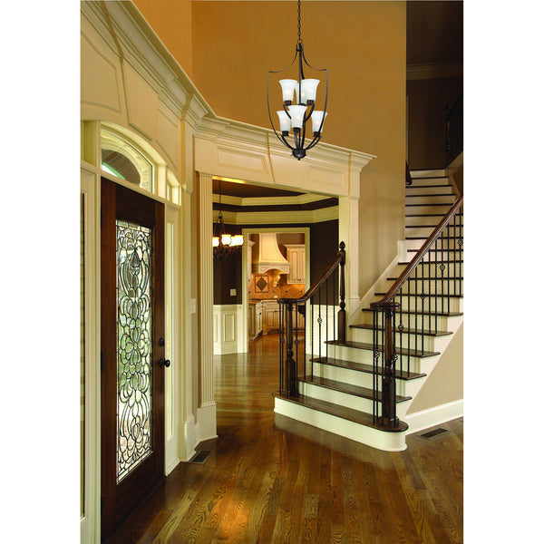 Thomas Lighting Foyer Four-Light Chandelier Oil Rubbed Finish Tulip Shades Entryway Ceiling Fixture Bronze 21'' Wide 6-Light Standard 7726FY/10