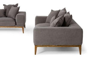 VIG Furniture Corina Modern Grey Fabric Sofa With Removable Cushions, 5 Accent Pillows, Solid Wood Frame VGUIMY694