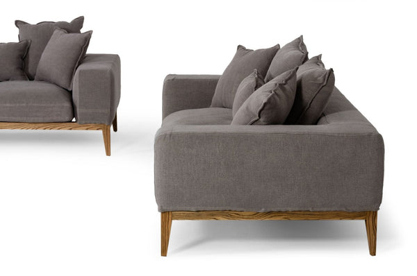 VIG Furniture Corina Modern Grey Fabric Sofa With Removable Cushions, 5 Accent Pillows, Solid Wood Frame VGUIMY694