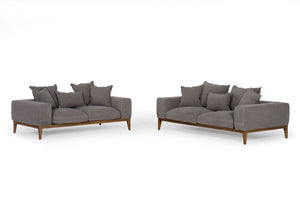 VIG Furniture Corina Modern Grey Fabric Sofa With Removable Cushions, 5 Accent Pillows, Solid Wood Frame VGUIMY694