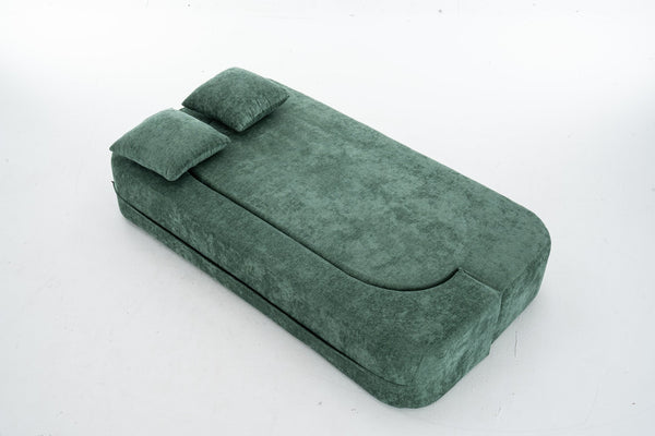 English Elm 3 Seater Convertible Sofa Bed with Chenille Upholstery and High-Density Sponge for Superior Comfort and Support Green T3903P379834