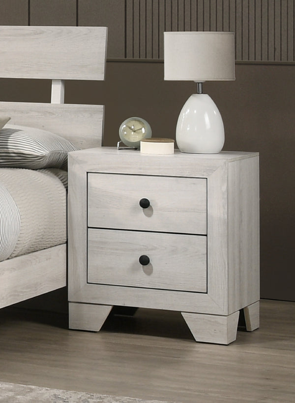English Elm 1pc Rustic Two Drawers Nightstand White Wash Finish – 21.1"x16.3"x24"H Wooden Bedside Storage, Simple Assembly, Farmhouse Chic B011P332214