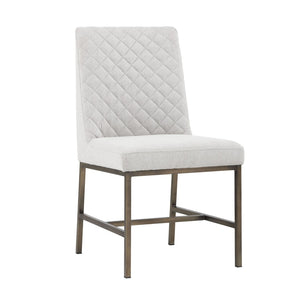 Sunpan LEIGHLAND Dining Chair - Elegant Diamond Stitching with Antique Brass Frame for Timeless Comfort Light Grey 102250