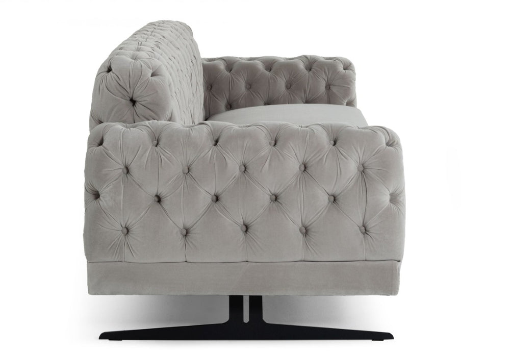 VIG Furniture Sepulveda Grey Velvet Sofa With Diamond Tufting, Removable Cushions, Solid Frame, Seats 3 Stylishly VGUIMY488