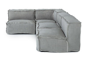 VIG Furniture Navstar Grey Linen Modular Sectional Sofa With Skirted Bottom, Tuxedo Arms & High-Density Foam Comfort VGUIMY768
