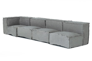 VIG Furniture Navstar Grey Linen Modular Sectional Sofa With Skirted Bottom, Tuxedo Arms & High-Density Foam Comfort VGUIMY768