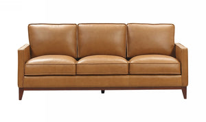 VIG Furniture Naylor Cognac Italian Leather Sofa For 3 — Modern Split-Back Design, High-Density Foam Comfort, Solid Pine Frame VGCA6394-BRN-S