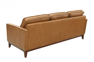 VIG Furniture Naylor Cognac Italian Leather Sofa For 3 — Modern Split-Back Design, High-Density Foam Comfort, Solid Pine Frame VGCA6394-BRN-S