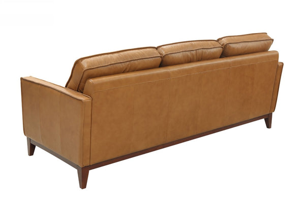 VIG Furniture Naylor Cognac Italian Leather Sofa For 3 — Modern Split-Back Design, High-Density Foam Comfort, Solid Pine Frame VGCA6394-BRN-S