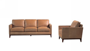 VIG Furniture Naylor Cognac Italian Leather Sofa For 3 — Modern Split-Back Design, High-Density Foam Comfort, Solid Pine Frame VGCA6394-BRN-S
