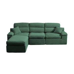 English Elm Corner Chenille Sectional Sleeper Sofa with High Back Support for Apartment Living Dark Green W5532S00037