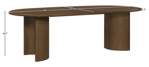 Meridian Furniture Caldra Solid Wood Acacia Veneer Dining Table Mid Century Modern Seats up to Ten Brown 772Brown-T