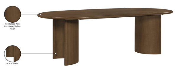 Meridian Furniture Caldra Solid Wood Acacia Veneer Dining Table Mid Century Modern Seats up to Ten Brown 772Brown-T
