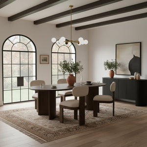 Meridian Furniture Caldra Solid Wood Acacia Veneer Dining Table Mid Century Modern Seats up to Ten Brown 772Brown-T