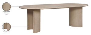 Meridian Furniture Caldra Solid Wood Acacia Veneer Dining Table Mid Century Modern Seats up to Ten Natural 772Natural-T