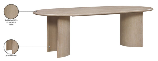 Meridian Furniture Caldra Solid Wood Acacia Veneer Dining Table Mid Century Modern Seats up to Ten Natural 772Natural-T