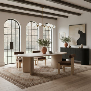 Meridian Furniture Caldra Solid Wood Acacia Veneer Dining Table Mid Century Modern Seats up to Ten Natural 772Natural-T