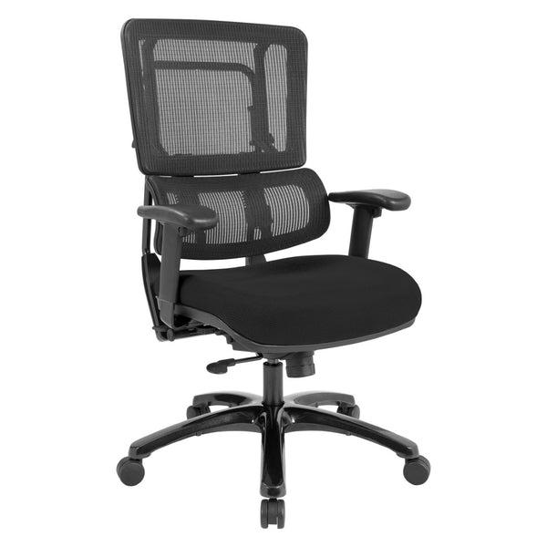 OSP Home Furnishings Vertical Mesh Back Ergonomic Manager Chair with Synchro Tilt and Polished Aluminum Base Black 99663B-3M